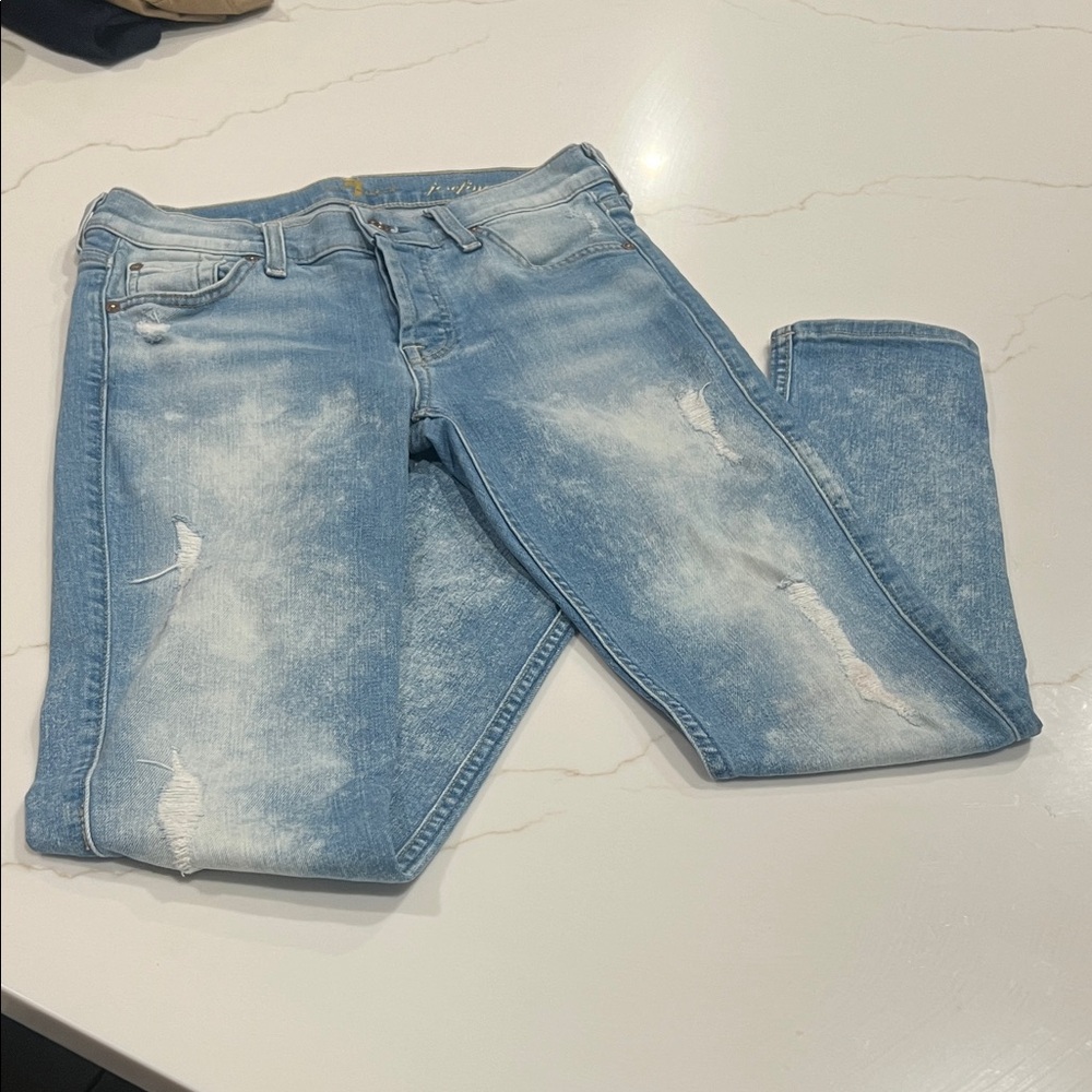 7 For All Mankind Distressed Skinny Jeans Sz 24